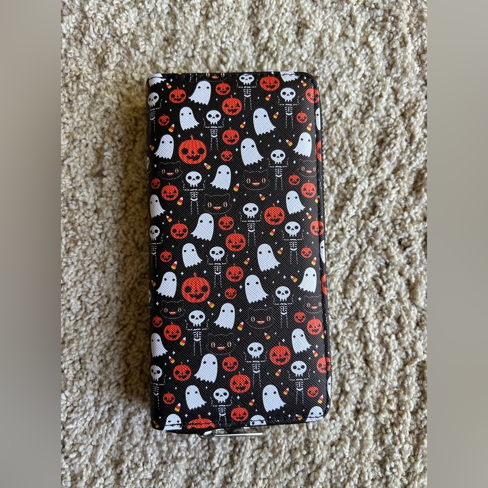 Em & Sprout Halloween Ghost Pumpkin Skeleton Cat Large Wallet